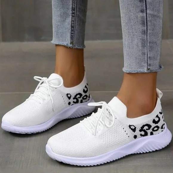 Leopard Print Lace up Low Top Sneakers - Picture 3 of 4